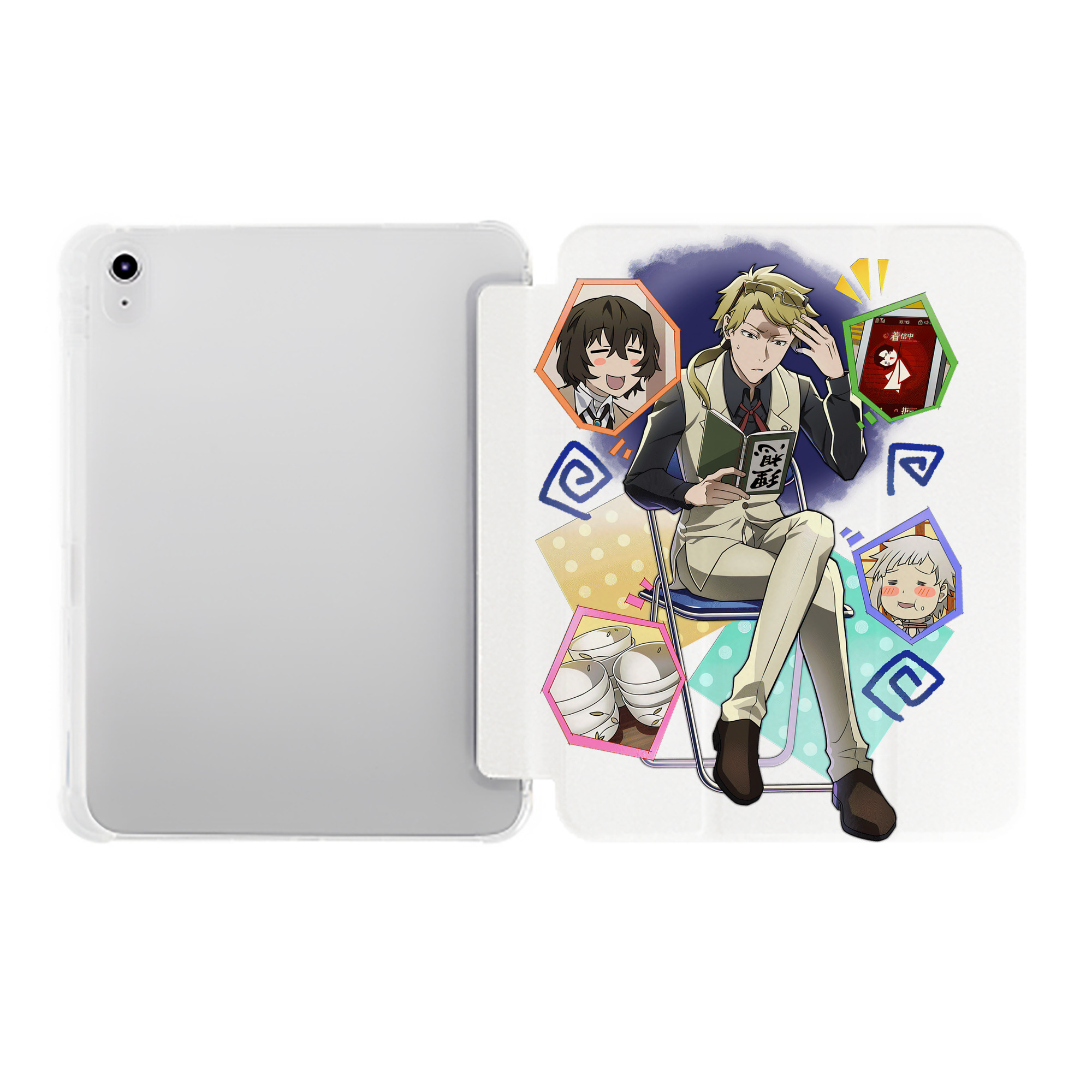 （画像用） 文豪ストレイドッグス Bungo Stray Dogs IPad ケース ペン収納付き 三つ折りスタンド PUレザー×シリコン 対応機種9.5/10.5/10.9インチ